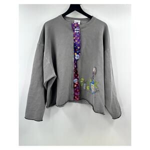 Stick Chics Handpainted Oversized Happy Hour Lagenlook Sweatshirt Size XXL